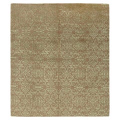 Rug & Kilim Alfombra anudada a mano de estilo europeo clásico con estampado floral marrón beige