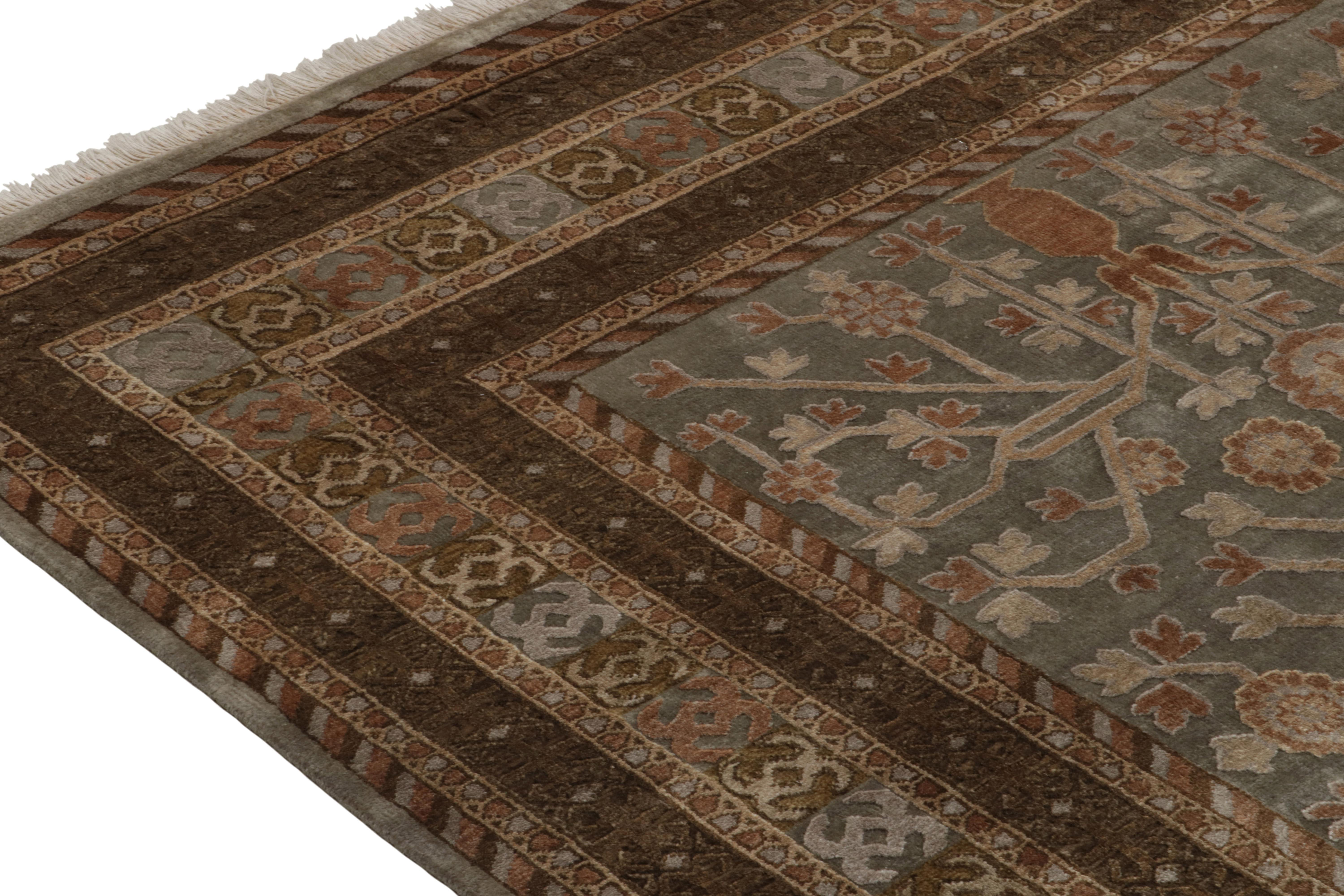 Rug & Kilim Khotan Style Rug in Grey-Blue and Beige-Brown Pomegranate Pattern In New Condition For Sale In Long Island City, NY