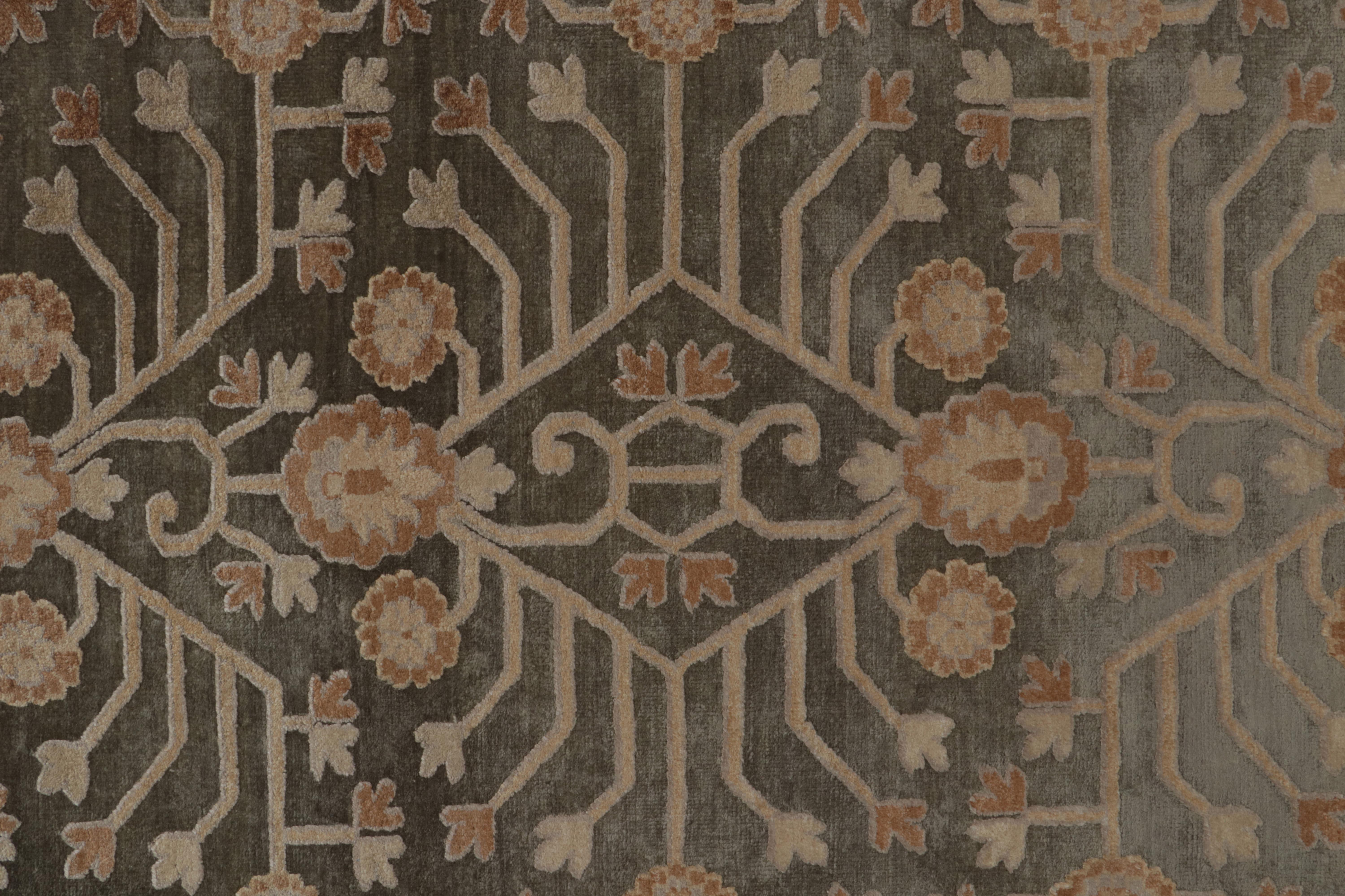 Contemporary Rug & Kilim Khotan Style Rug in Grey-Blue and Beige-Brown Pomegranate Pattern For Sale