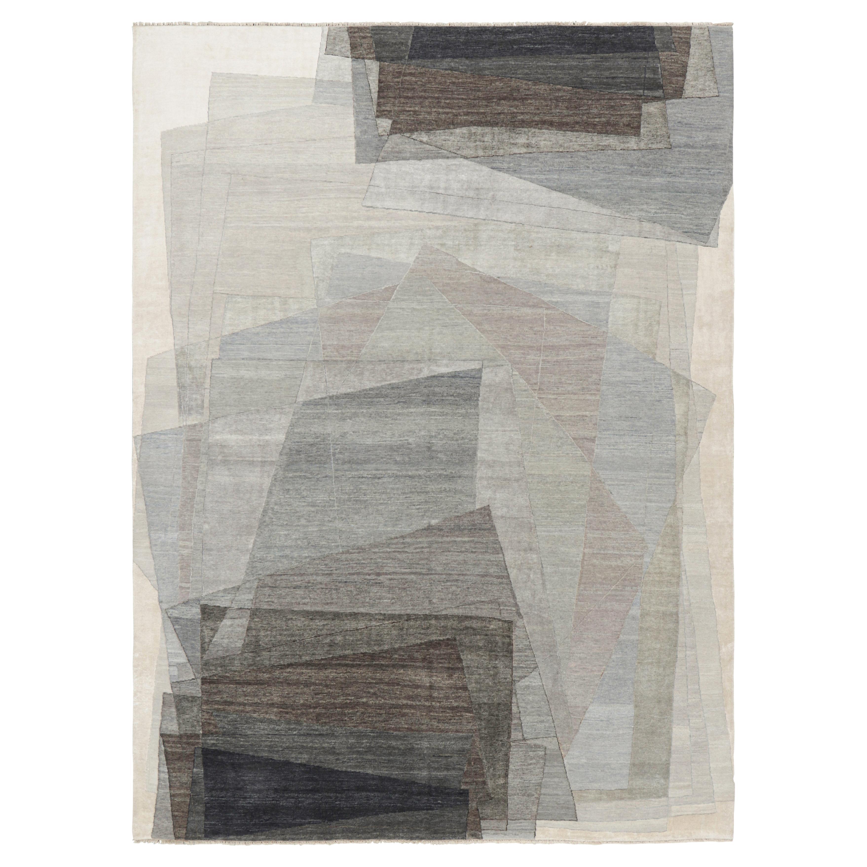 Rug & Kilim Modern Rug mit abstrakten geometrischen Mustern in Beige und Grau