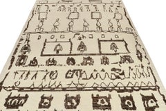 Rug & Kilim Moroccan Style Rug in Beige with Brown Tribal Geometric Patterns