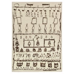 Rug & Kilim Moroccan Style Rug in Beige with Brown Tribal Geometric Patterns