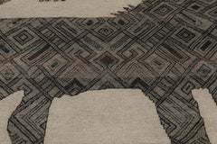 Rug & Kilim Persian Gabbeh-Inspired Rug in Charcoal and Black Lion Pictorial
