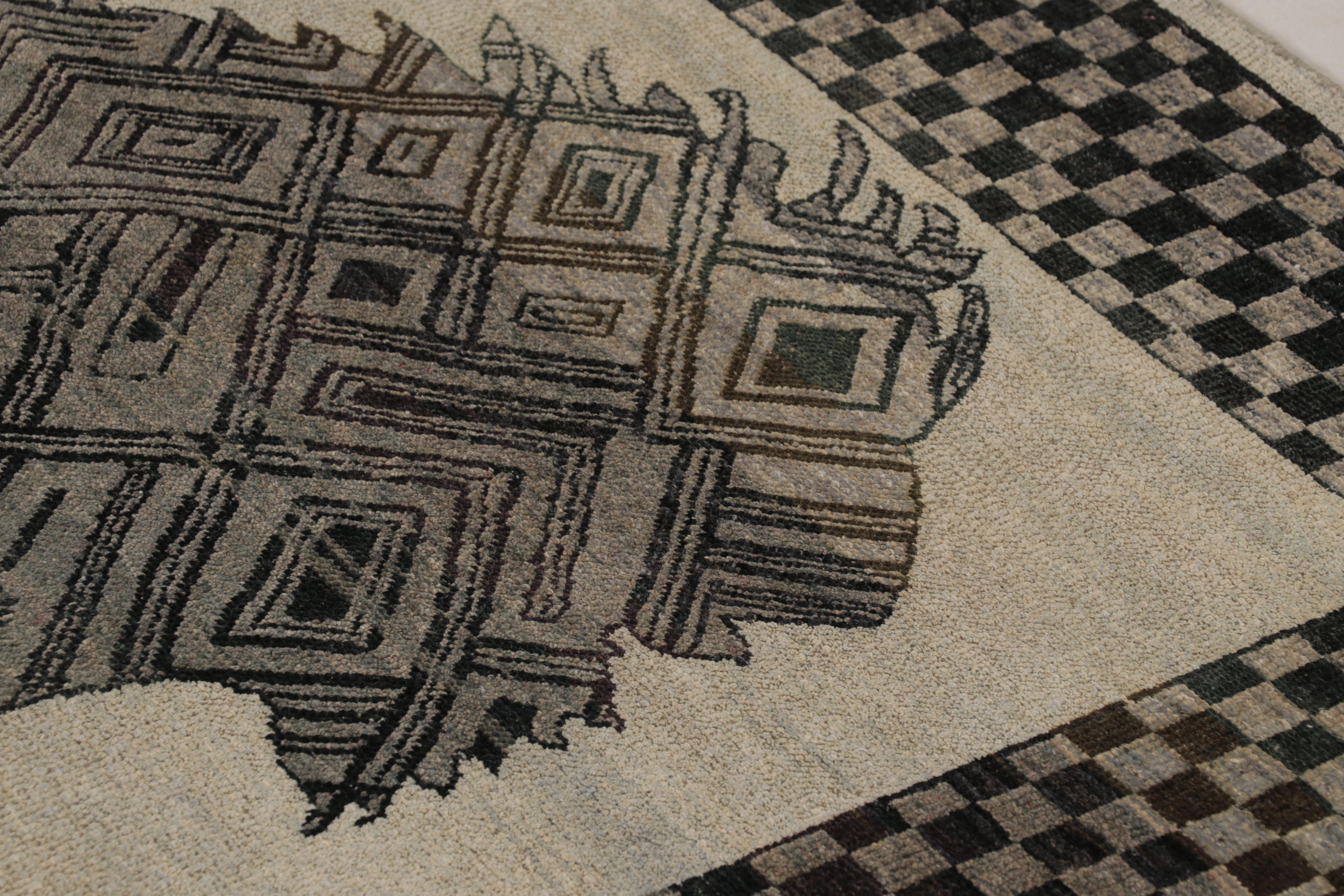 Rug & Kilim Tappeto persiano ispirato al Gabbeh in tonalità carbone e nero Lion Pictorial In condizioni Nuovo in vendita a Long Island City, NY