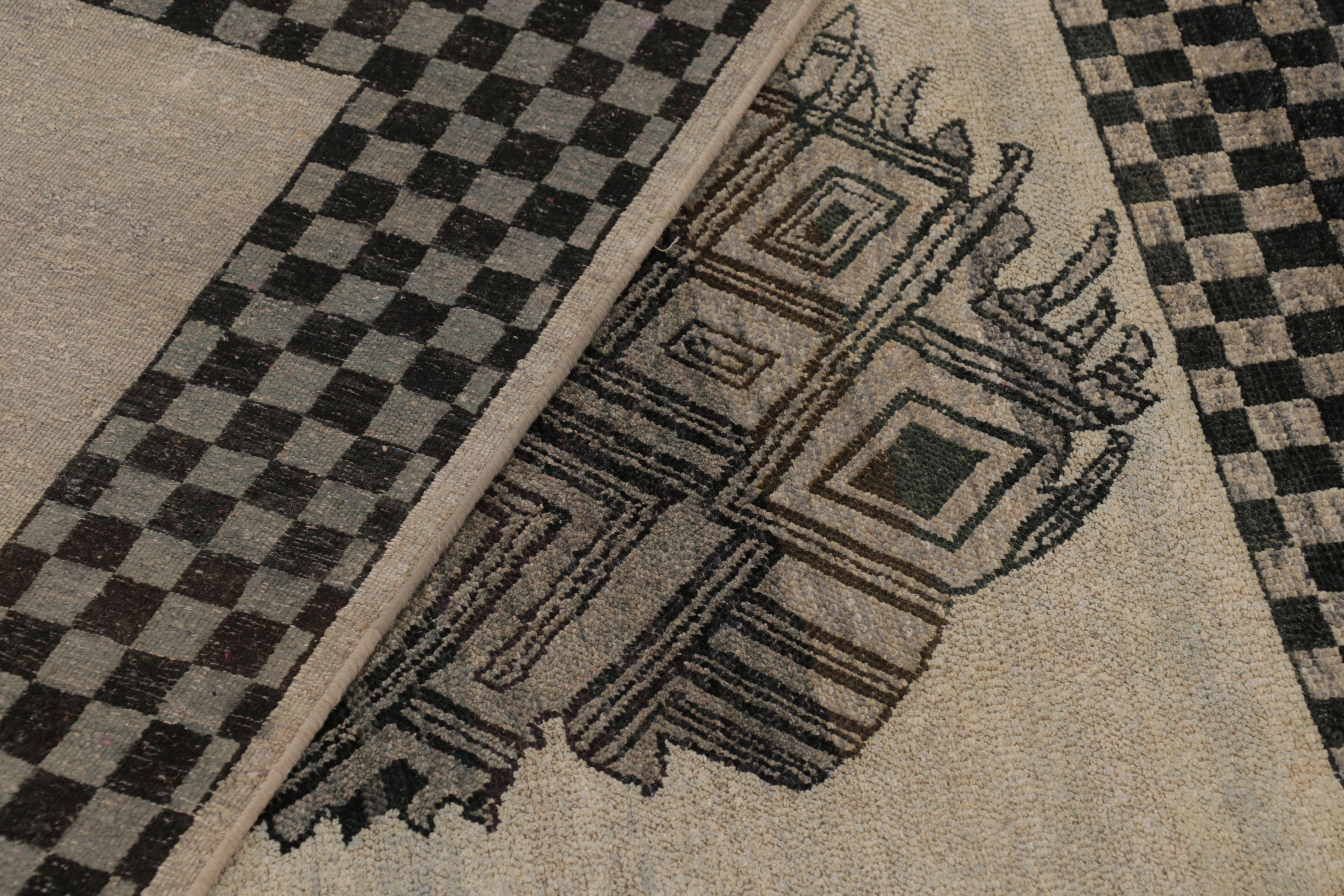 Lana Rug & Kilim Tappeto persiano ispirato al Gabbeh in tonalità carbone e nero Lion Pictorial in vendita