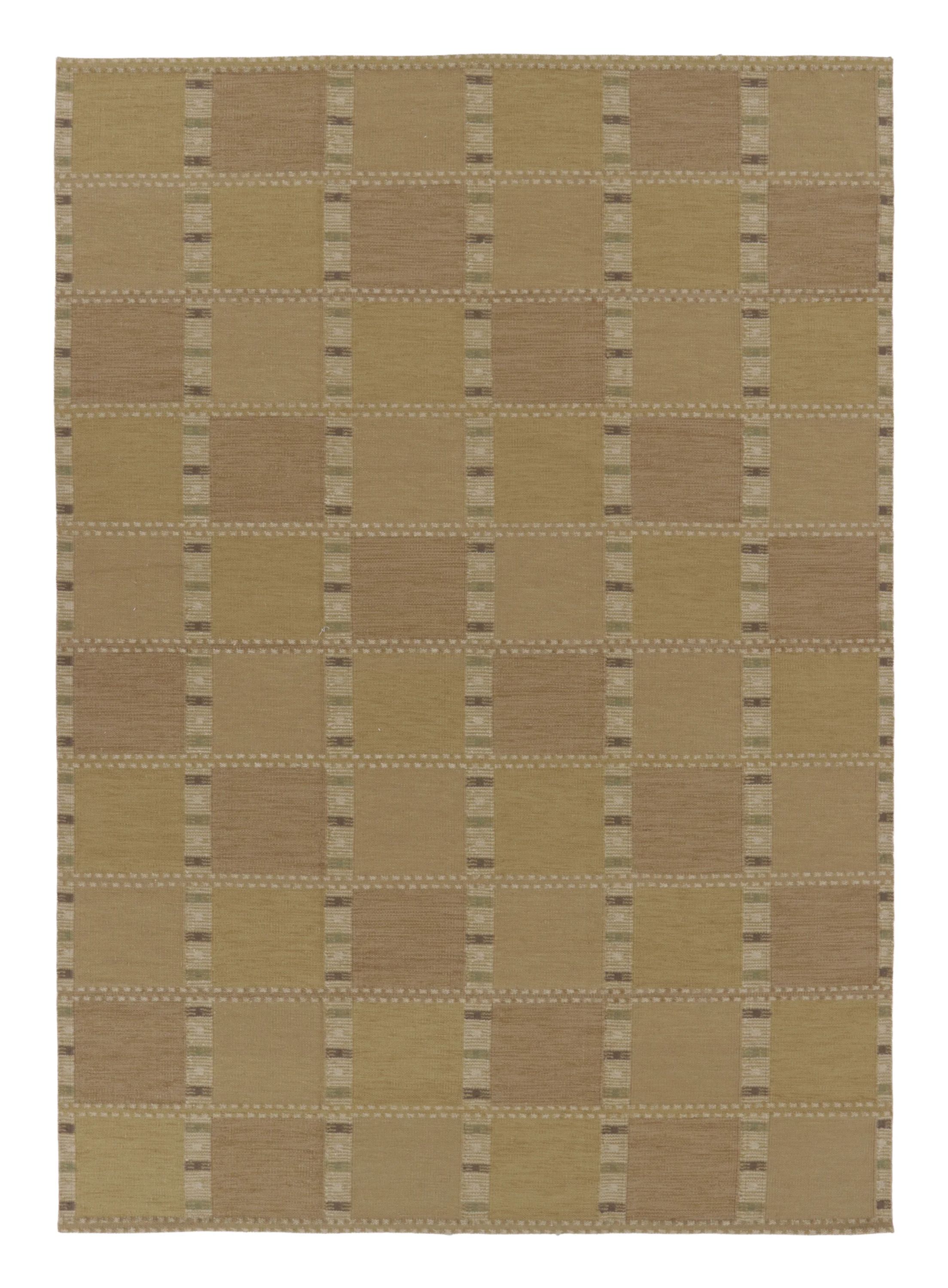 Rug & Kilim Scandinavian Style Custom Flatweave Rug with Geometric Design