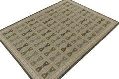 Rug & Kilim Scandinavian Style Custom Kilim in Beige, Green and Blue Pattern