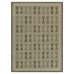 Rug & Kilim Scandinavian Style Custom Kilim in Beige, Green and Blue Pattern