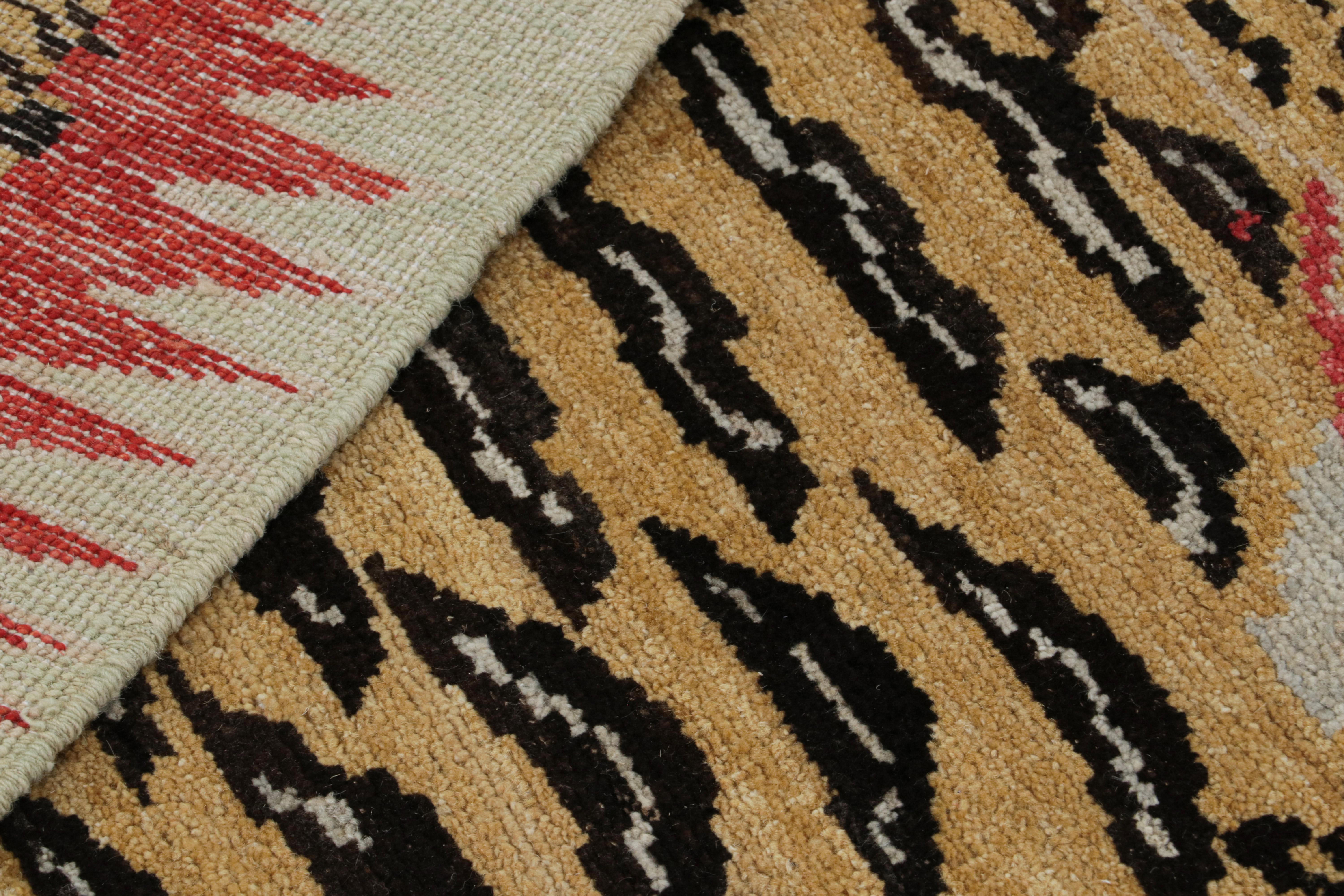 Wool Rug & Kilim Tibetan Tiger Skin Runner with Twin Pictorials For Sale