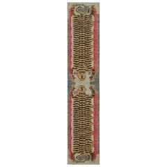 Rug & Kilim Tibetan Tiger Skin Runner with Twin Pictorials