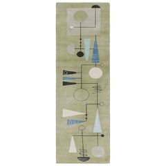 Rug & Kilim x El Gato Gomez Mid-Century Modern Style Runner Rug in Green
