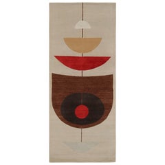 Rug & Kilim x Jenn Ski Beige Tappeto in stile moderno di metà secolo con motivo geometrico