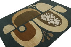 Rug & Kilim x Jenn Ski Blu Tappeto in stile moderno di metà secolo con motivi geometrici