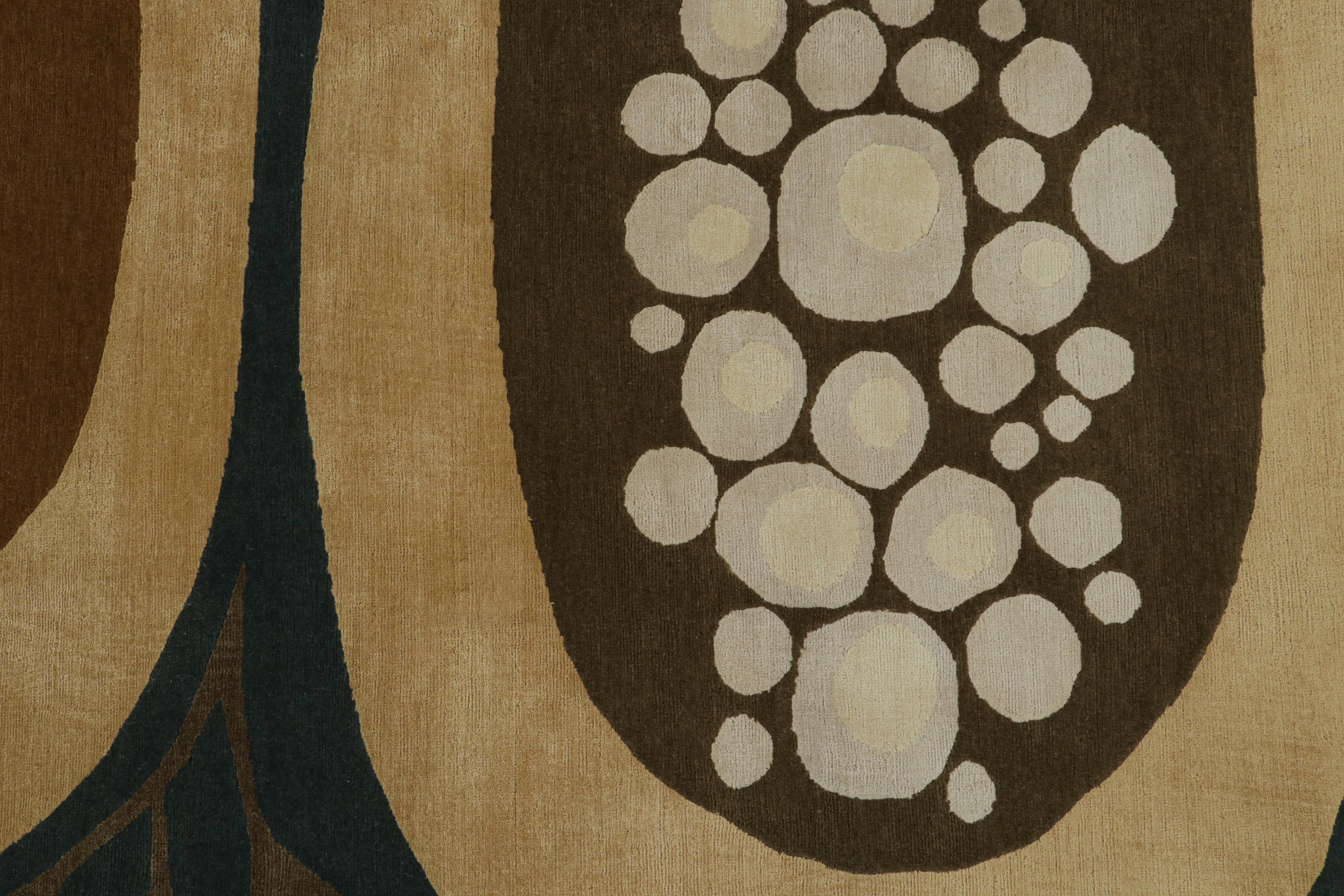 Rug & Kilim x Jenn Alfombra azul de estilo moderno de mediados de siglo con motivos geométricos Siglo XXI y contemporáneo en venta