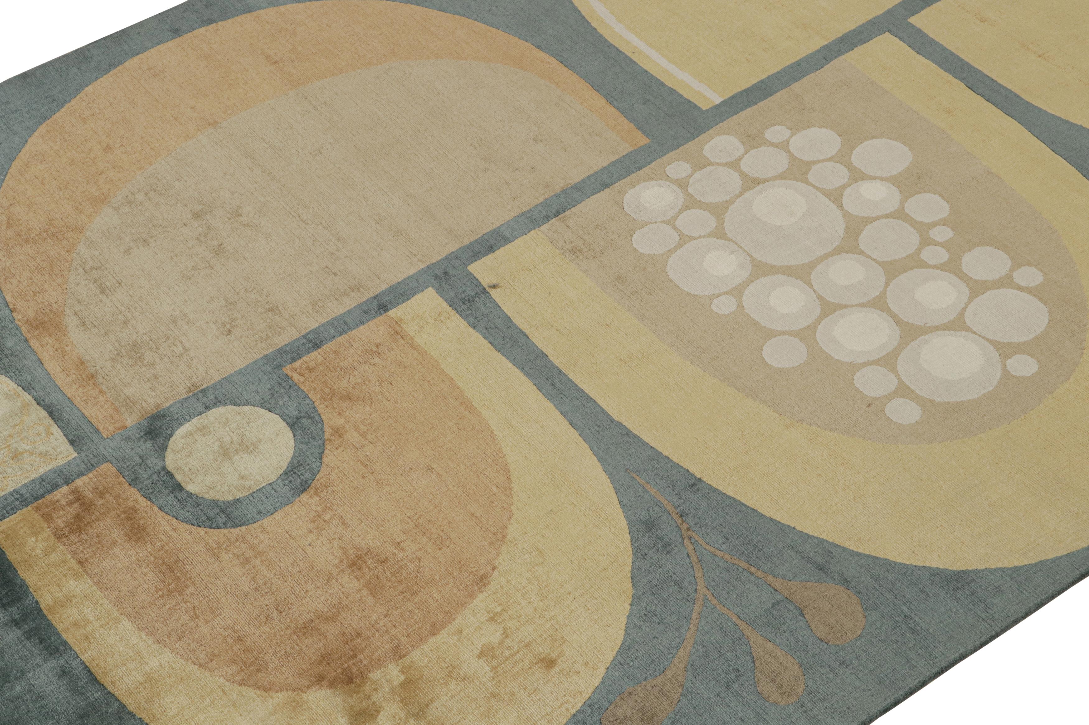 Hand-Knotted Rug & Kilim x Jenn Ski Custom Mid-Century Modern Rug with Geometric Pattern For Sale