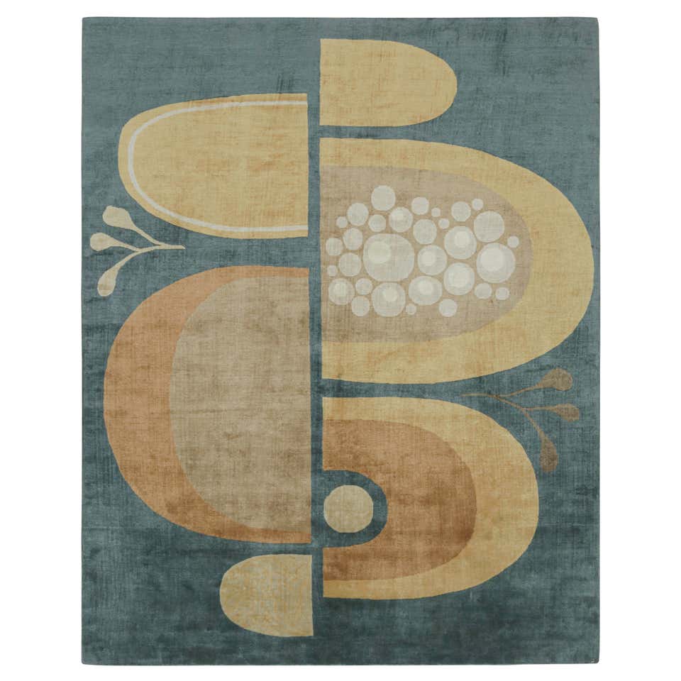 Rug and Kilim x Jenn Ski Mid-Century Modern Style Rug with Geometric ...