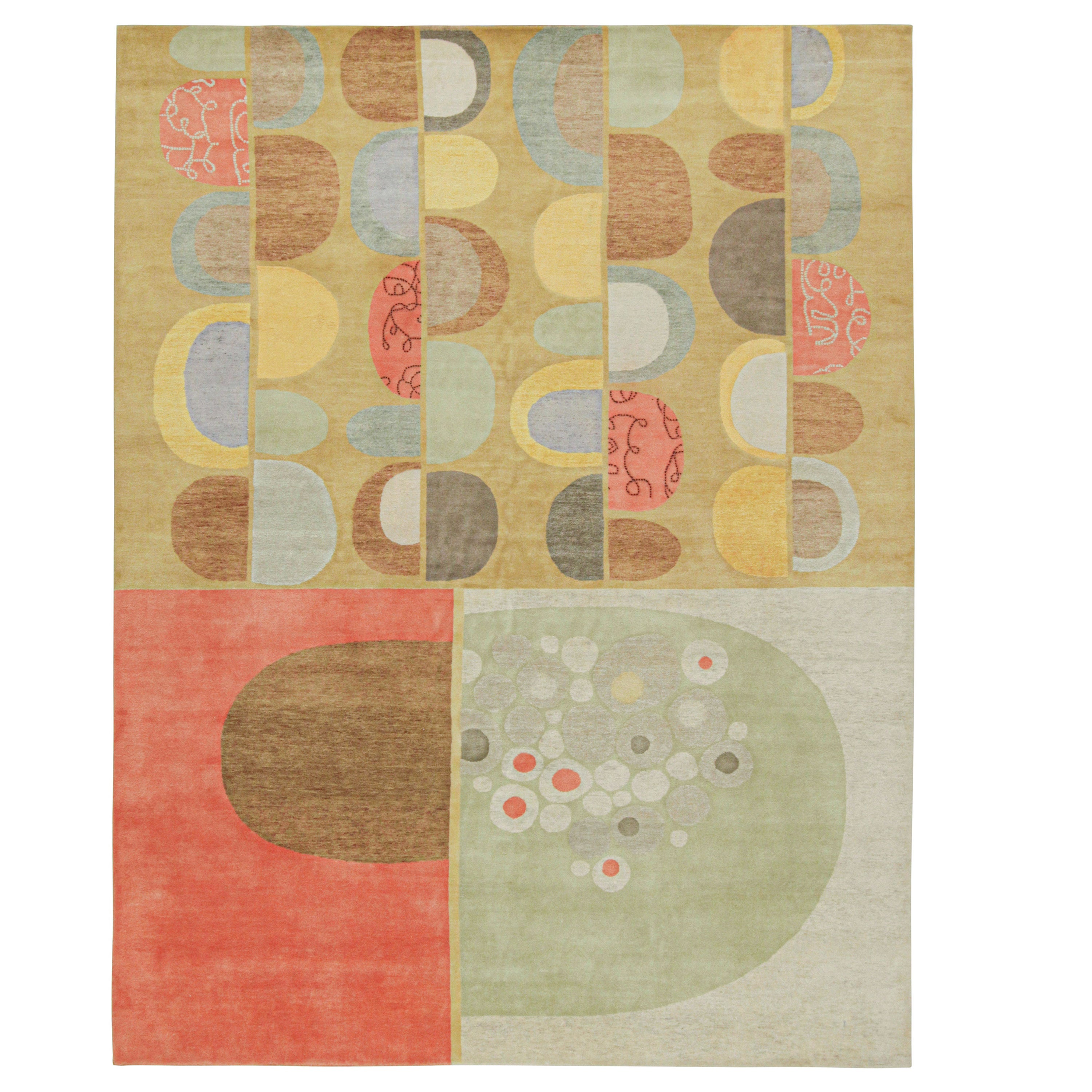 Rug & Kilim x Jenn Ski Tappeto in stile moderno di metà secolo con motivi policromatici