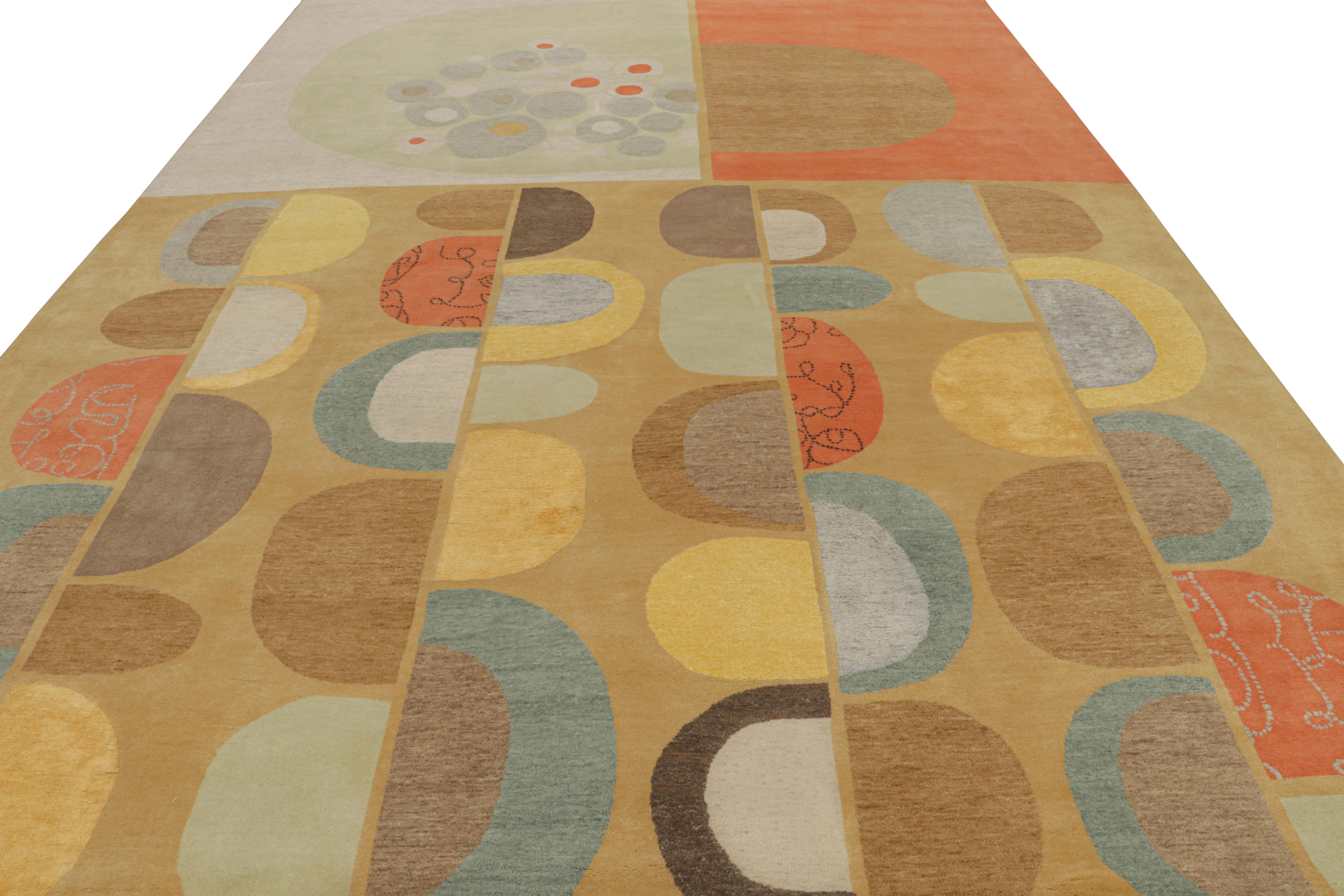 Indian Rug & Kilim x Jenn Ski Mid-Century Modern Style Rug with Geometric Patterns For Sale