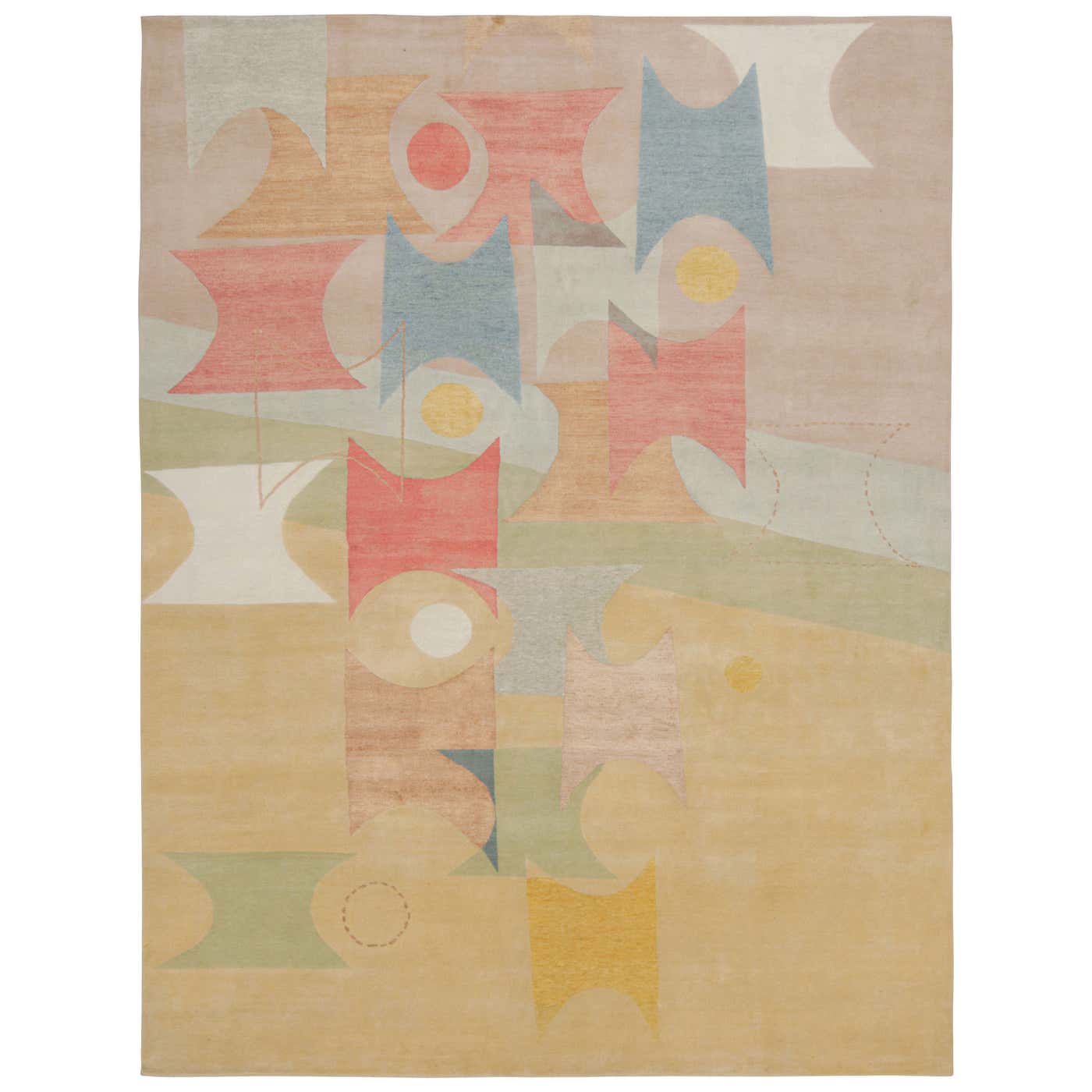 Rug and Kilim x Jenn Ski Mid-Century Modern Style Rug with Geometric ...
