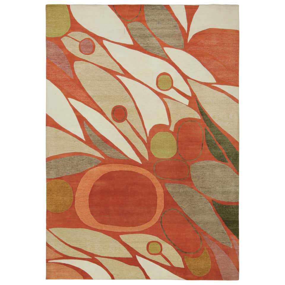 Rug and Kilim x Jenn Ski Mid-Century Modern Style Rug with Geometric ...