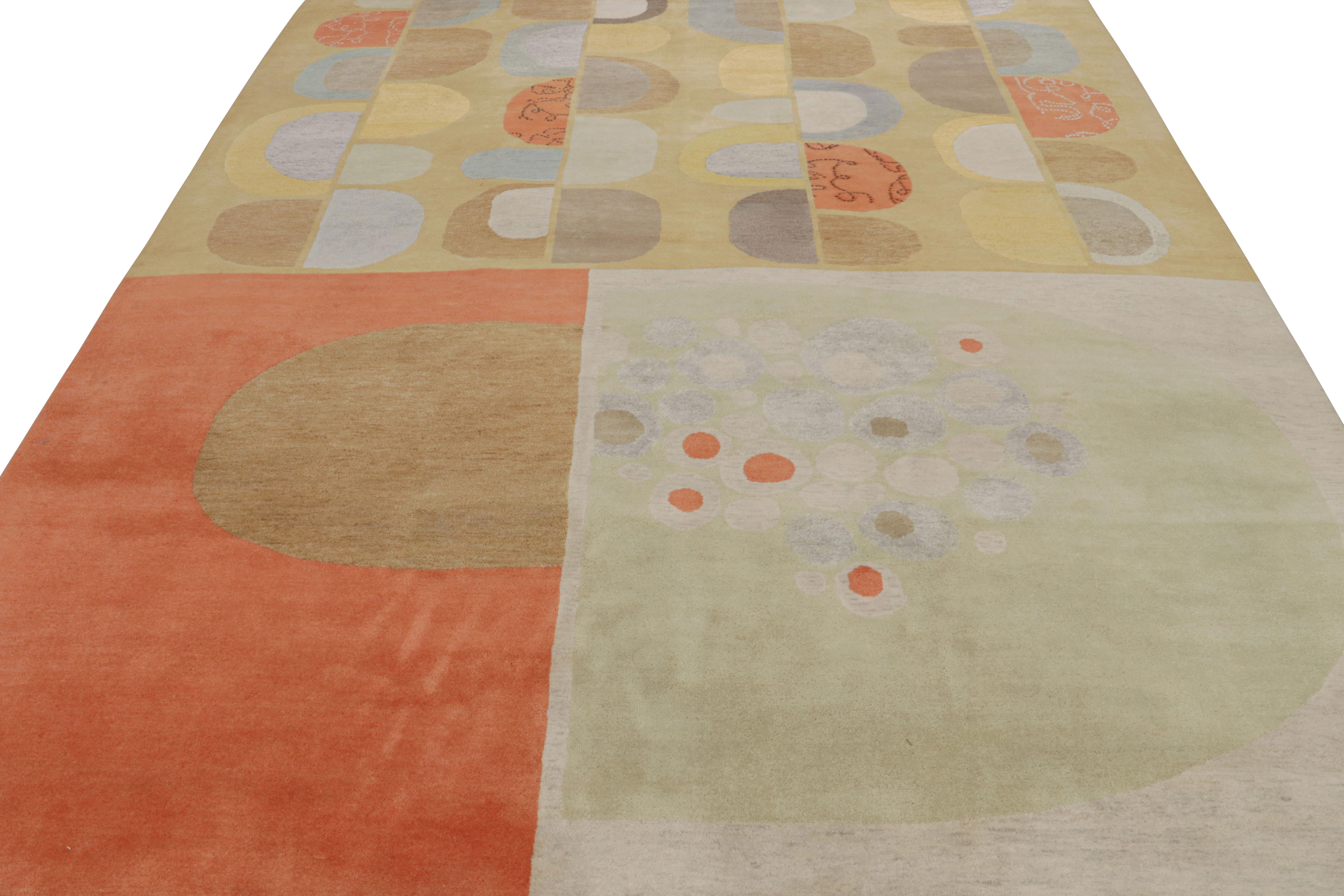 Indian Rug & Kilim X Jenn Ski Mid-Century Modern Style Rug With Polychromatic Patterns For Sale