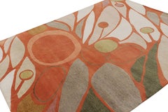 Rug & Kilim X Jenn Ski Orange Mid-Century Modern Style Rug, Geometric Patterns
