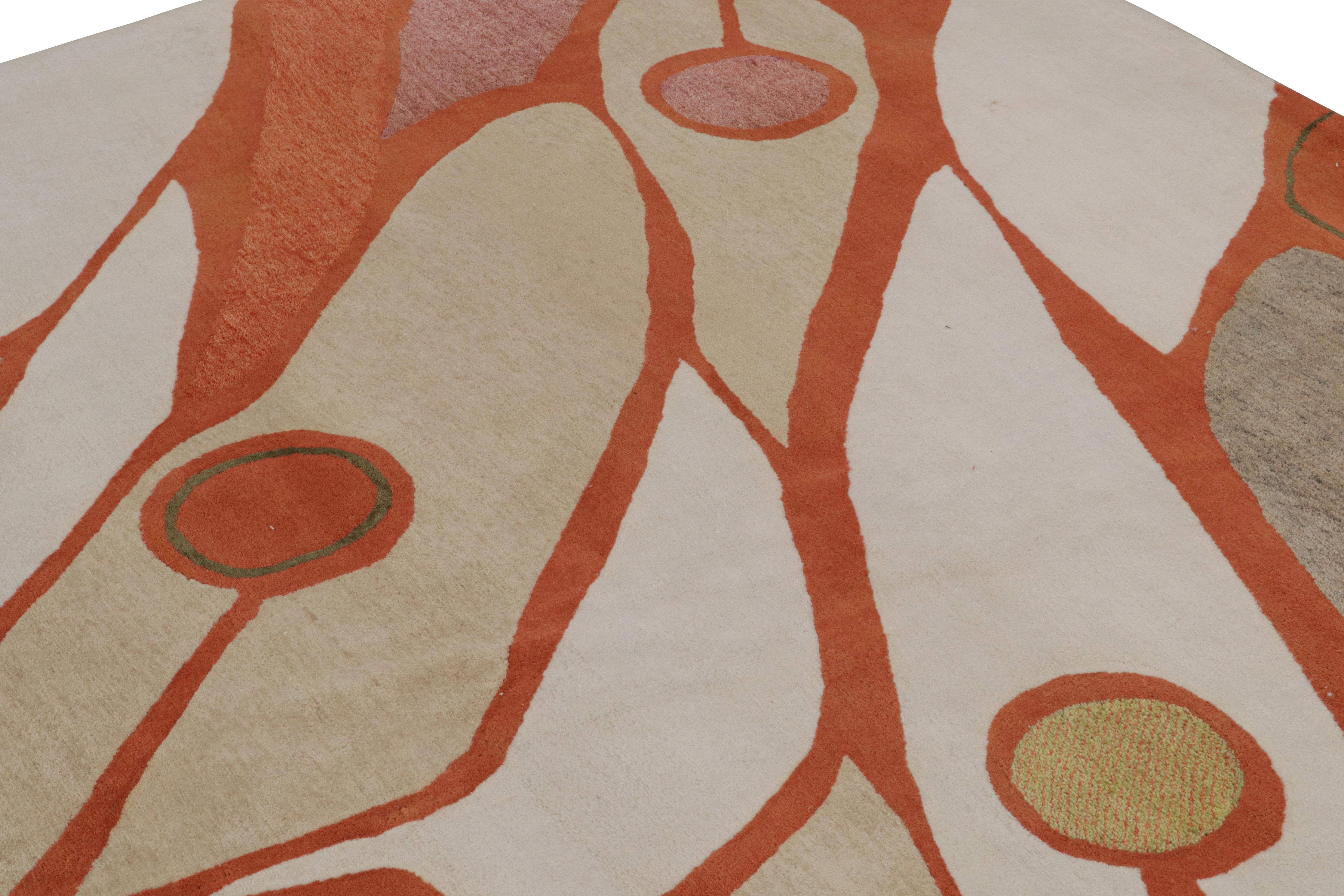 Rug & Kilim X Jenn Esquí Naranja Alfombra De Estilo Moderno De Mitad De Siglo Con Estampado Geométrico en Nuevo estado para la venta en Long Island City, NY