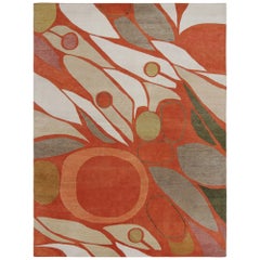 Rug & Kilim X Jenn Ski Orange Mid-Century Modern Style Rug With Geometric Patter