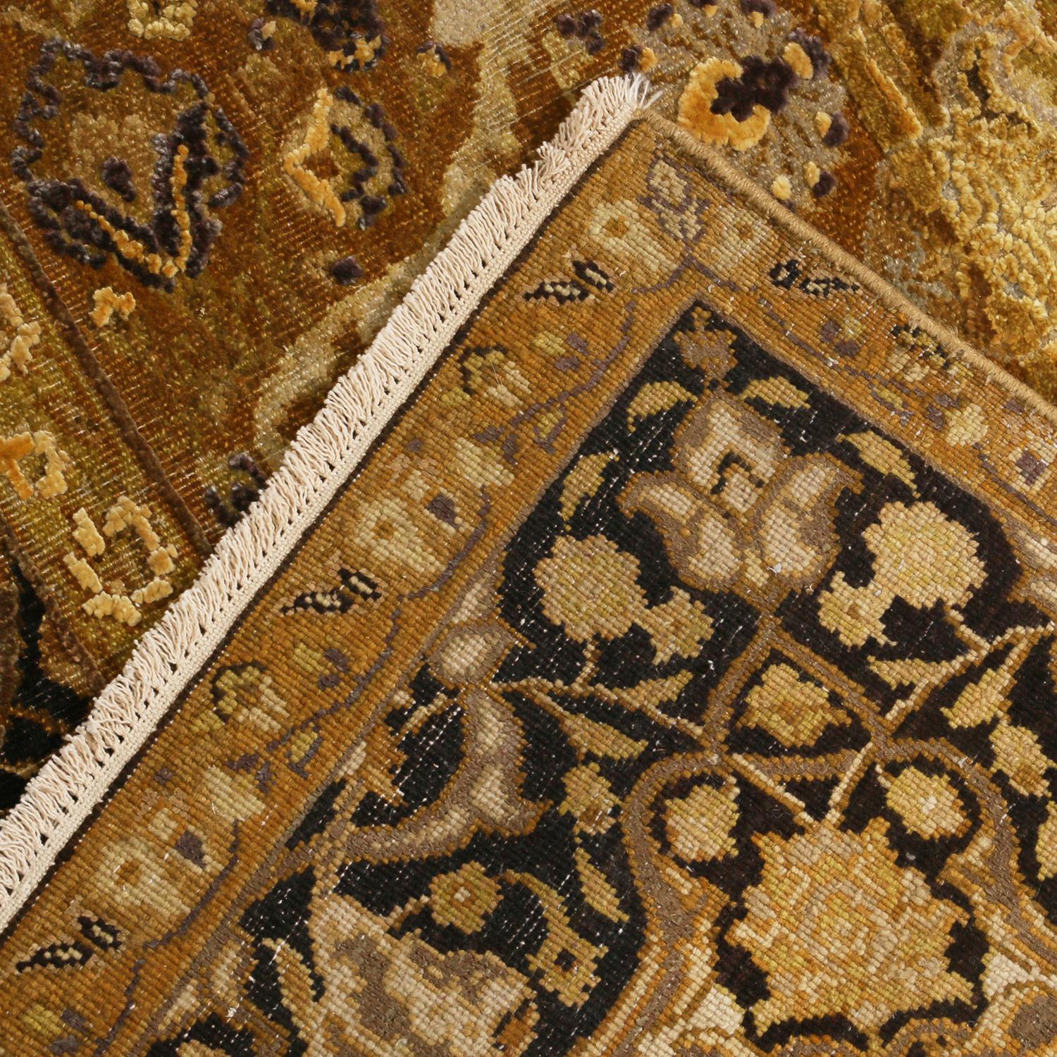 Rug & Kilim's 17th Century, Inspired Black and Gold Wool and Silk Rug For Sale 1