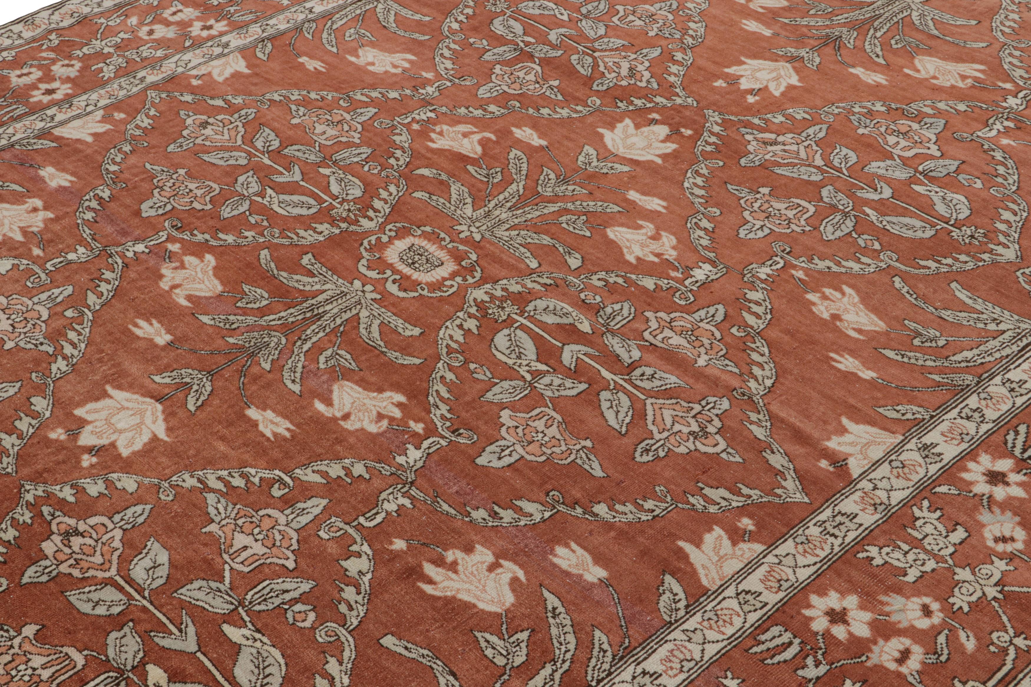 Hand-Knotted Rug & Kilim’s 17th Century Mogul Style Rug in Red with Beige Floral Patterns For Sale