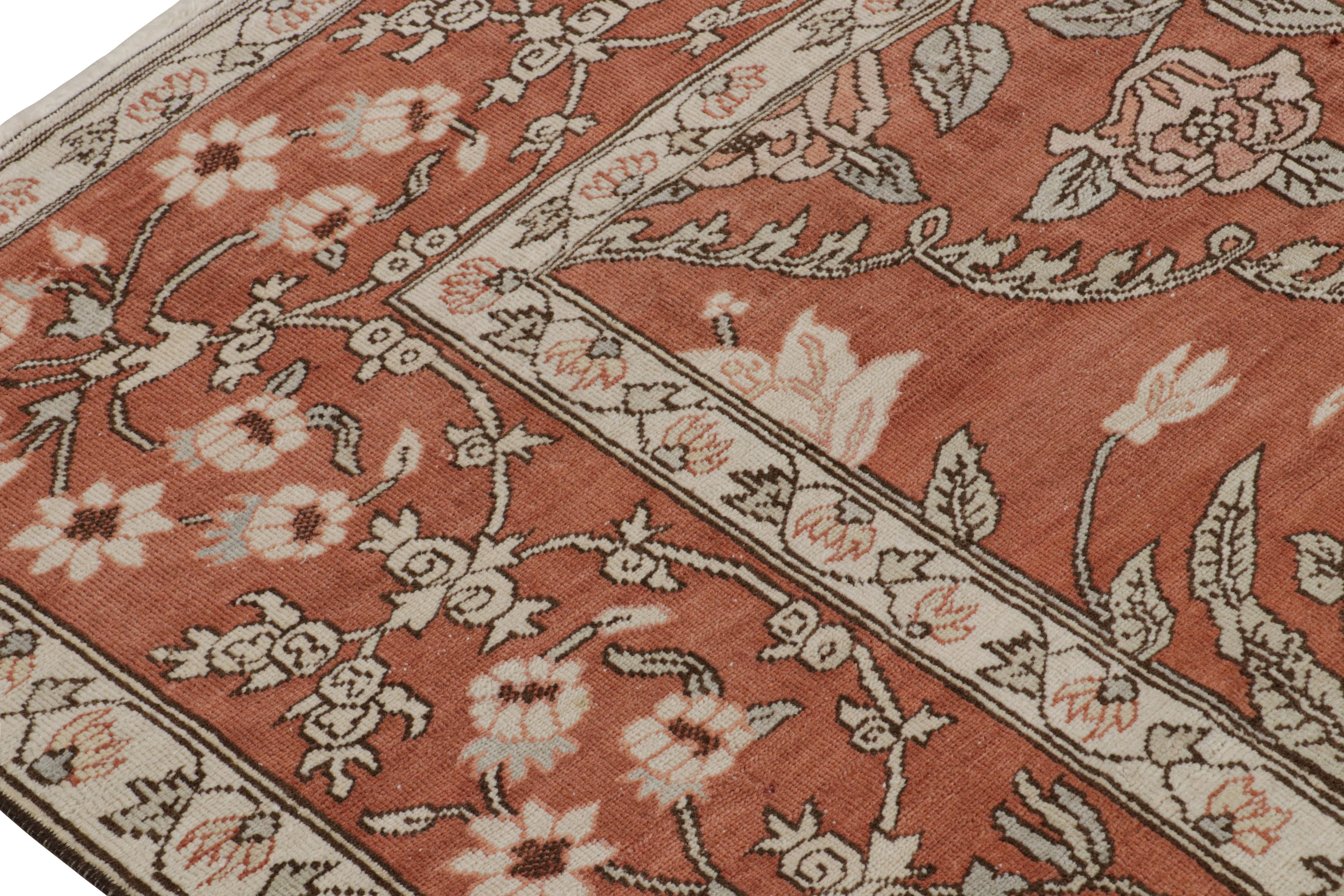 Rug & Kilim’s 17th Century Mogul Style Rug in Red with Beige Floral Patterns In New Condition For Sale In Long Island City, NY