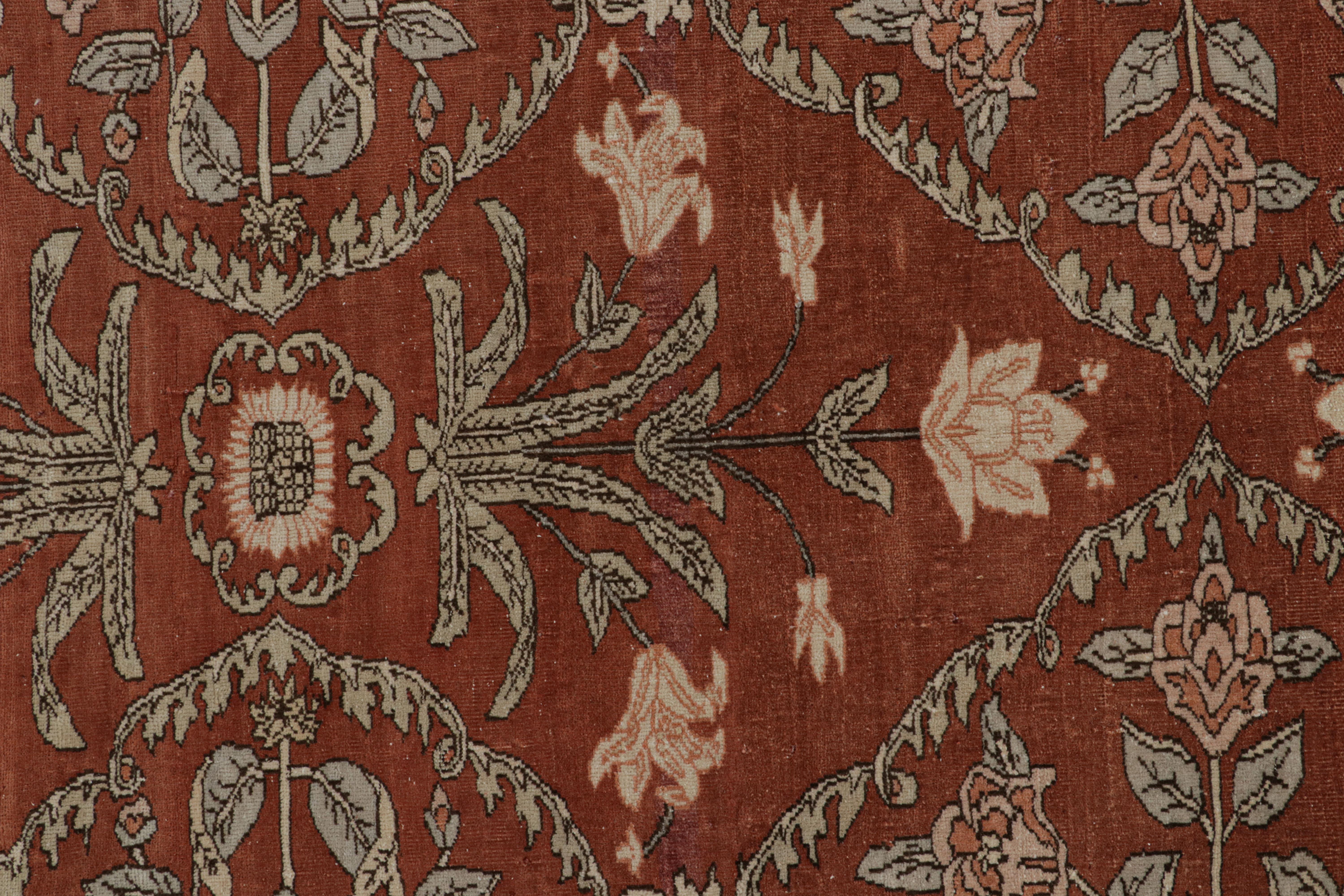 Contemporary Rug & Kilim’s 17th Century Mogul Style Rug in Red with Beige Floral Patterns For Sale