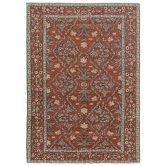 Rug & Kilim’s 17th Century Mogul Style Rug in Red with Beige Floral Patterns