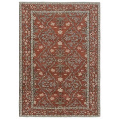 Rug & Kilim’s 17th Century Mogul Style Rug in Red with Beige Floral Patterns
