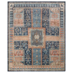 Rug & Kilim’s 17th Century Persian Style Rug in Blue and Salmon Garden Design