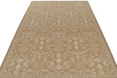 Rug & Kilim’s 18th-Century Aubusson style Flat Weave in Brown with White Pattern