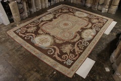 Rug & Kilim's 18th Century Aubusson Style Kilim Beige Brown Medallion Style Rug