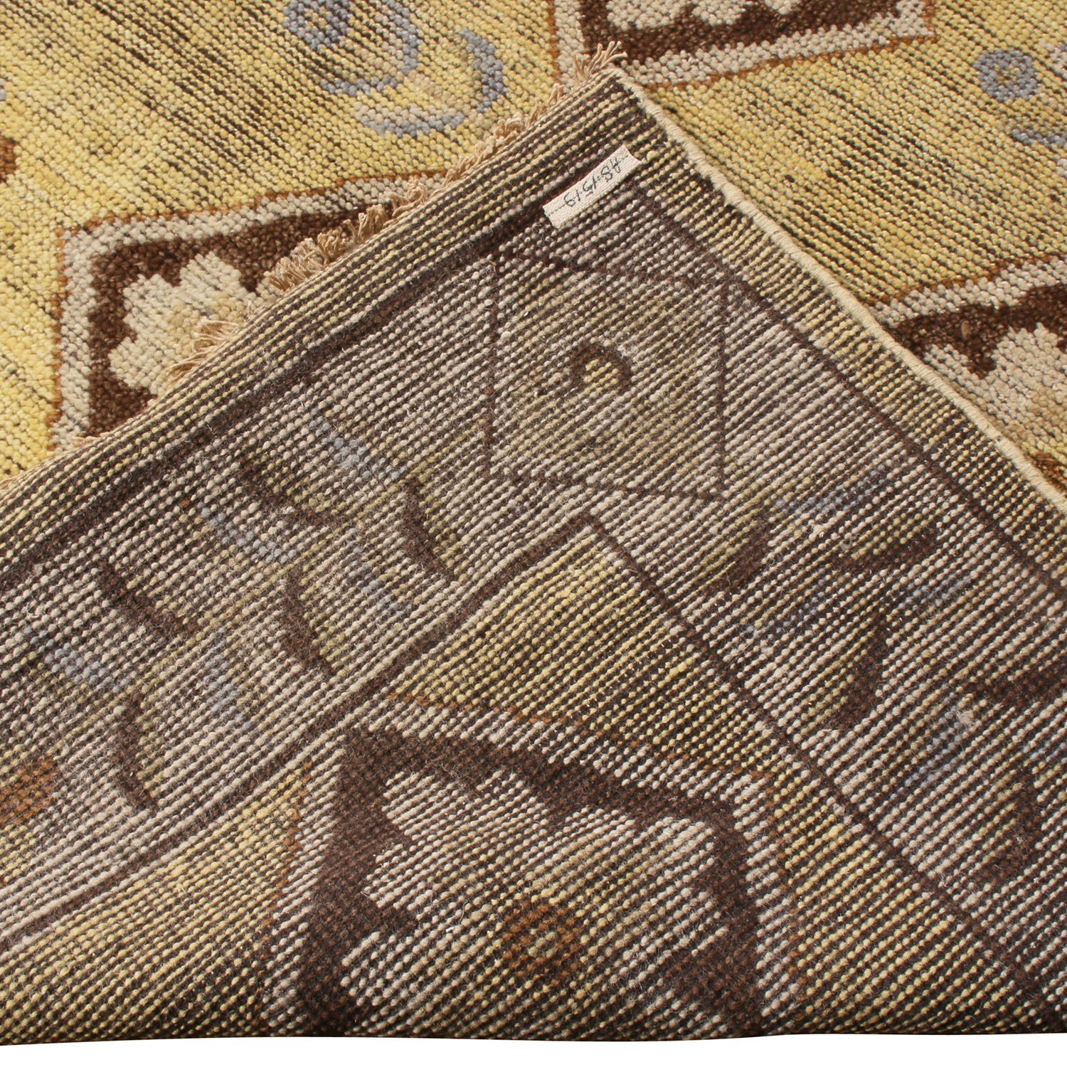 Rug & Kilim's 18th-Century Savonnerie Inspired Beige Golden-Yellow Floral Rug In New Condition In Long Island City, NY