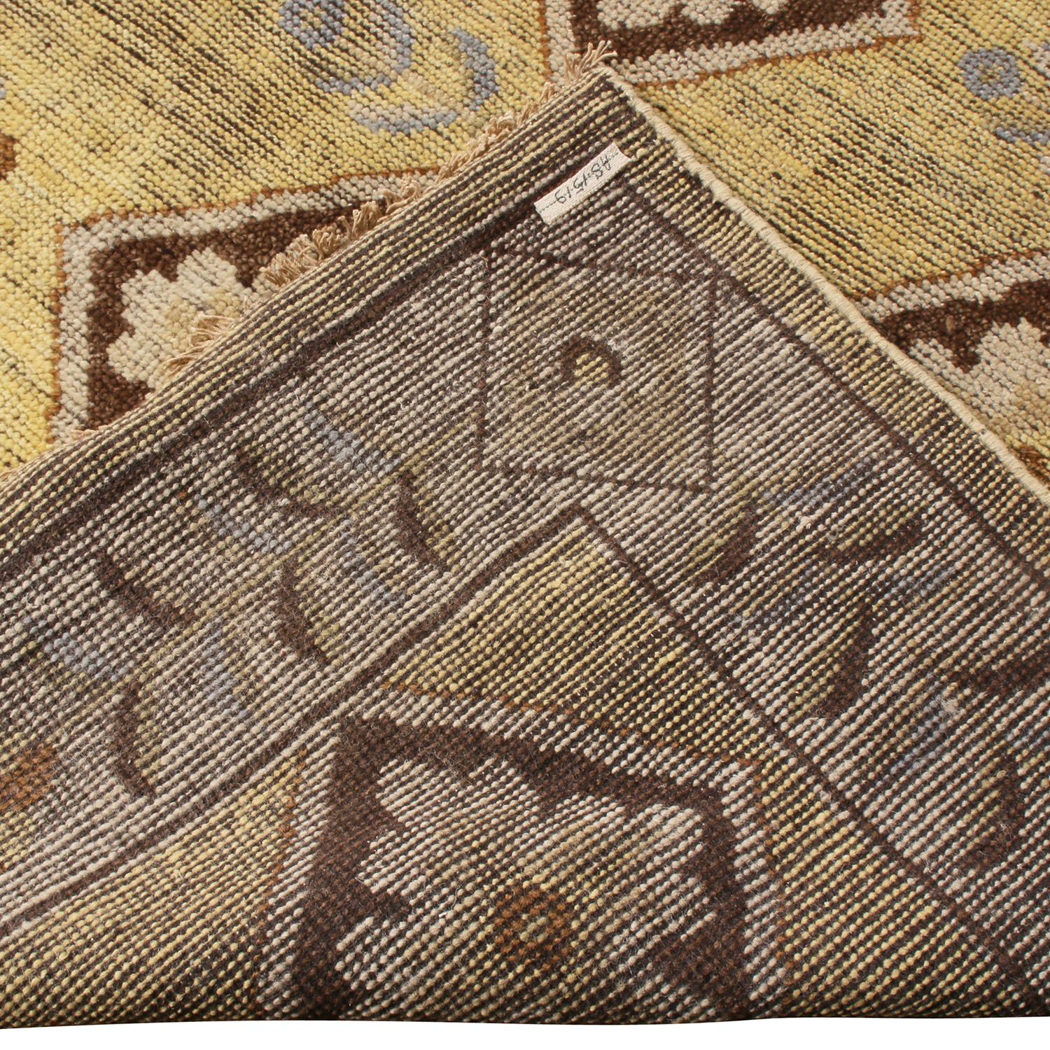 Rug & Kilim's 18th-Century Savonnerie Inspired Beige Golden-Yellow Floral Rug In New Condition For Sale In Long Island City, NY