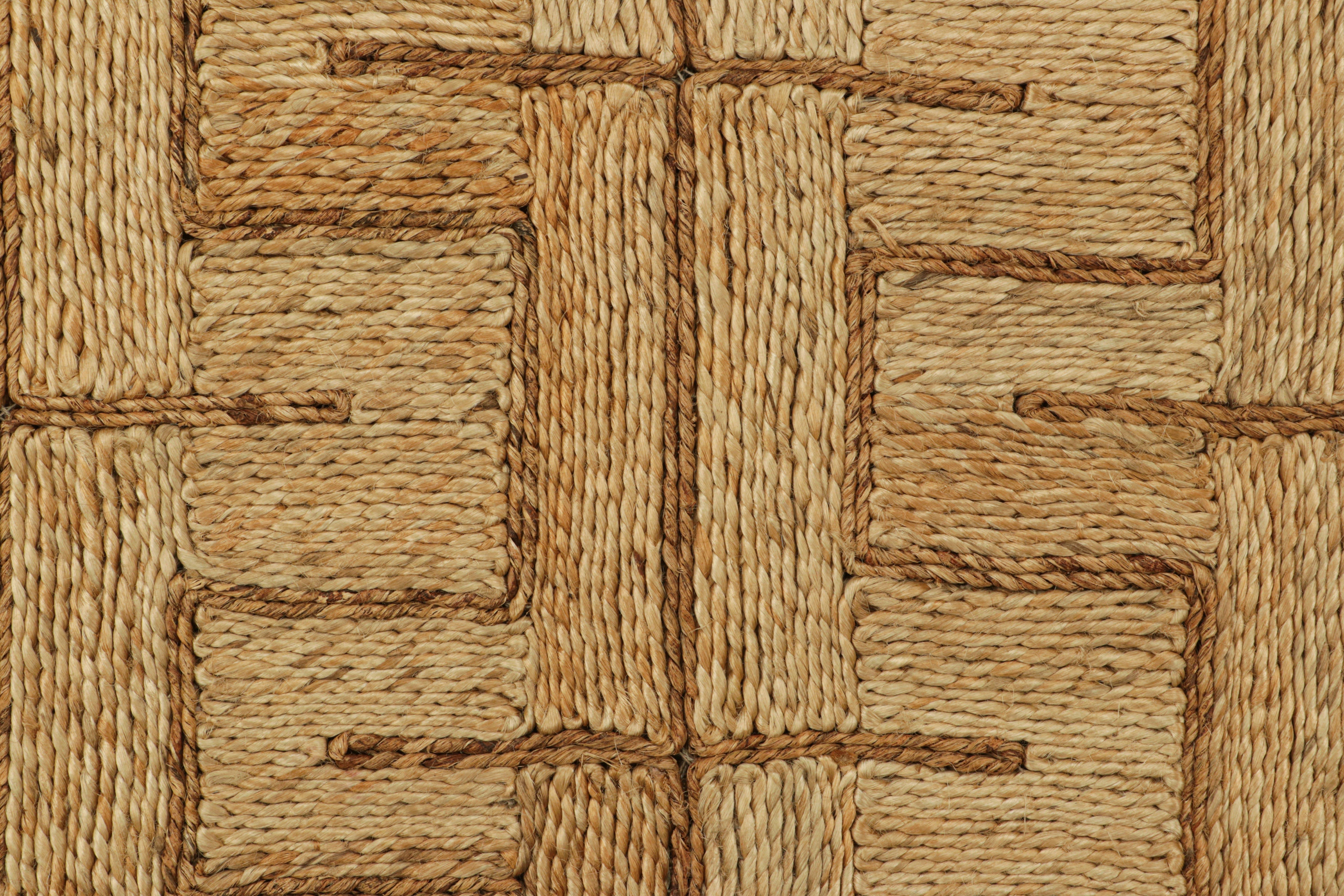 Rug & Kilim's Abaca Custom Rug Sample, Beige, Weiß und Schwarz Geometric Patterns (Indisch) im Angebot