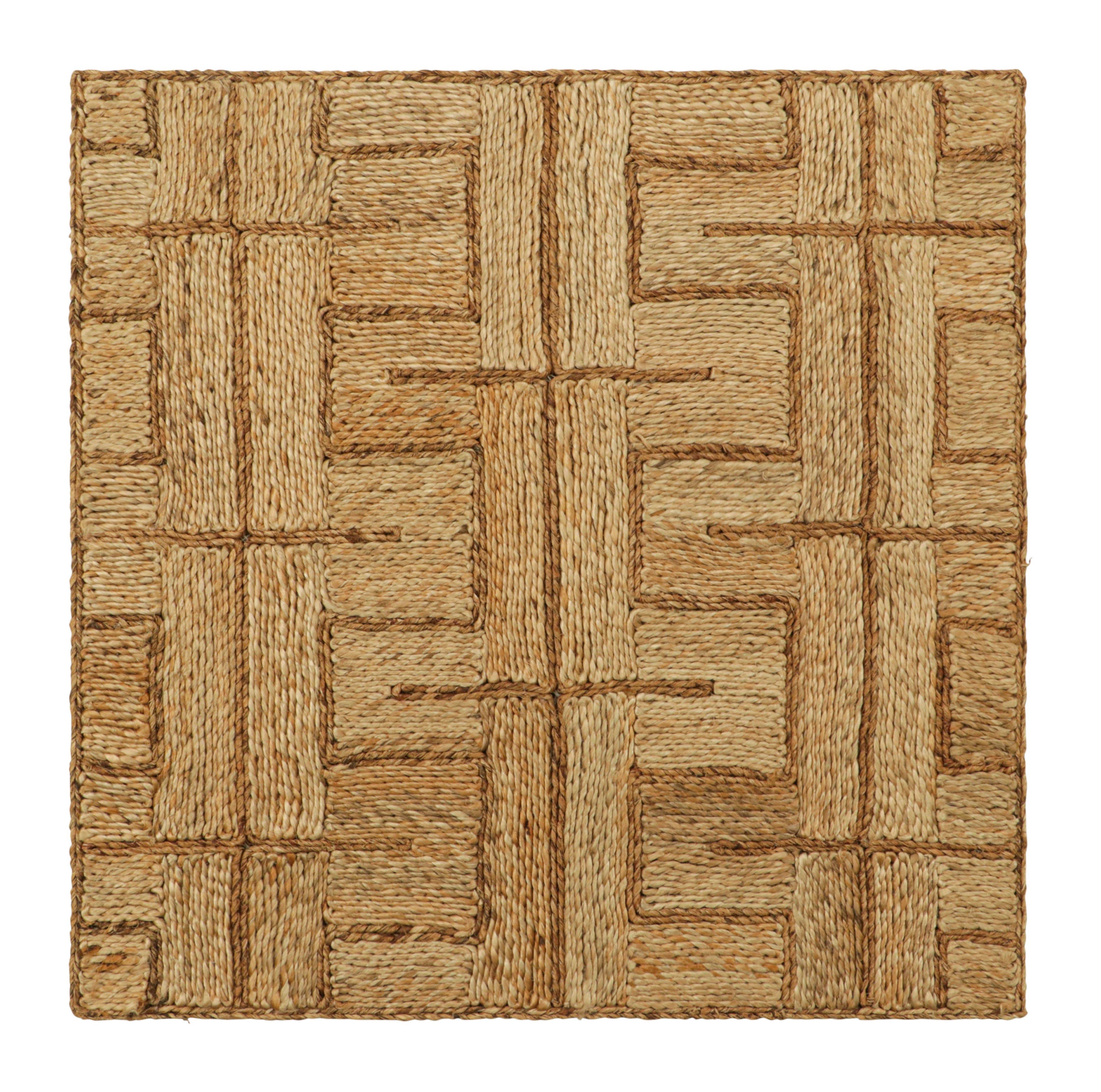 Rug & Kilim's Abaca Custom Rug Sample, Beige, Weiß und Schwarz Geometric Patterns (Handgewebt) im Angebot