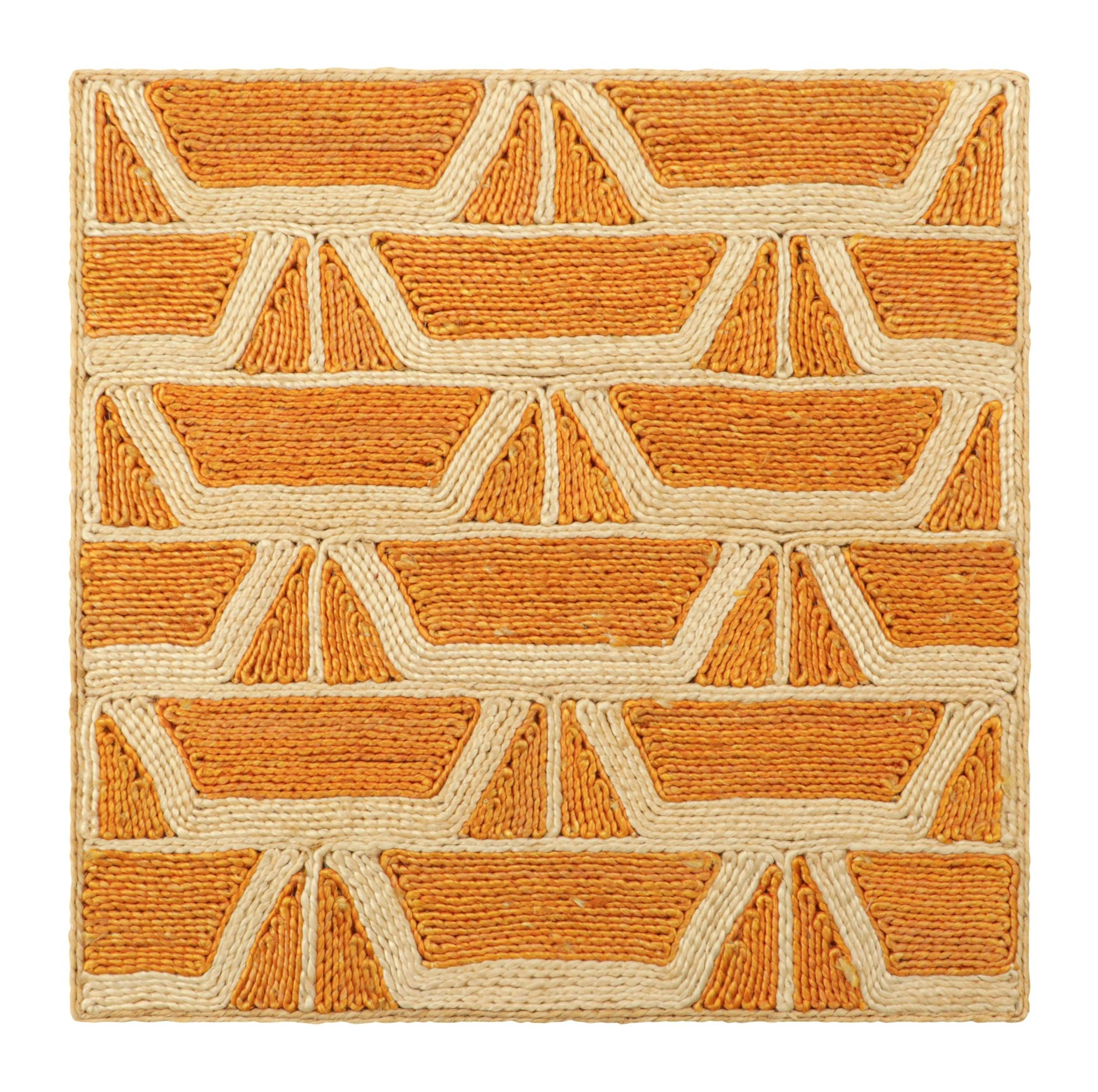 Rug & Kilim's Abaca Custom Rug Sample, Orange mit Beige und Geometrischen Mustern (Handgewebt) im Angebot