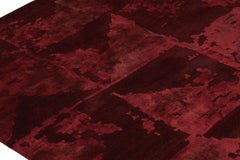 Rug & Kilim’s Abstract Custom Rug in Rich Tone-on-Tone Burgundy, Muted Geometry