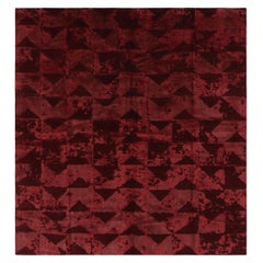 Rug & Kilim’s Abstract Custom Rug in Rich Tone-on-Tone Burgundy, Muted Geometry