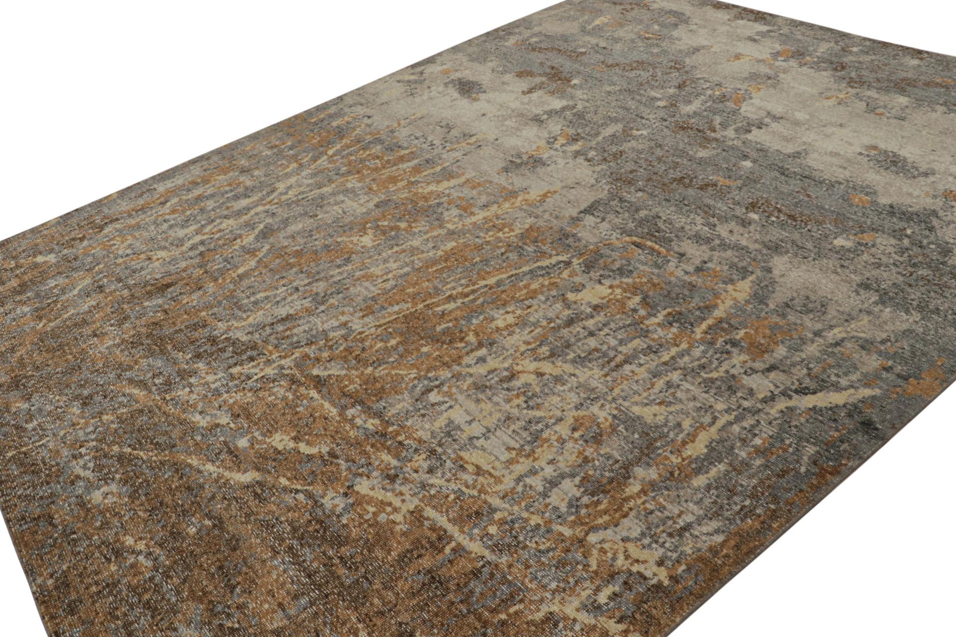 Dieser 9x12 große Teppich ist eine kühne Neuheit in der Homage Collection'S von Rug & Kilim. Dieses aus Wolle handgeknüpfte Stück verbindet abstrakte, minimalistische Kunst mit unserem einzigartigen Rustic Modern Designkonzept.

Über das Design: