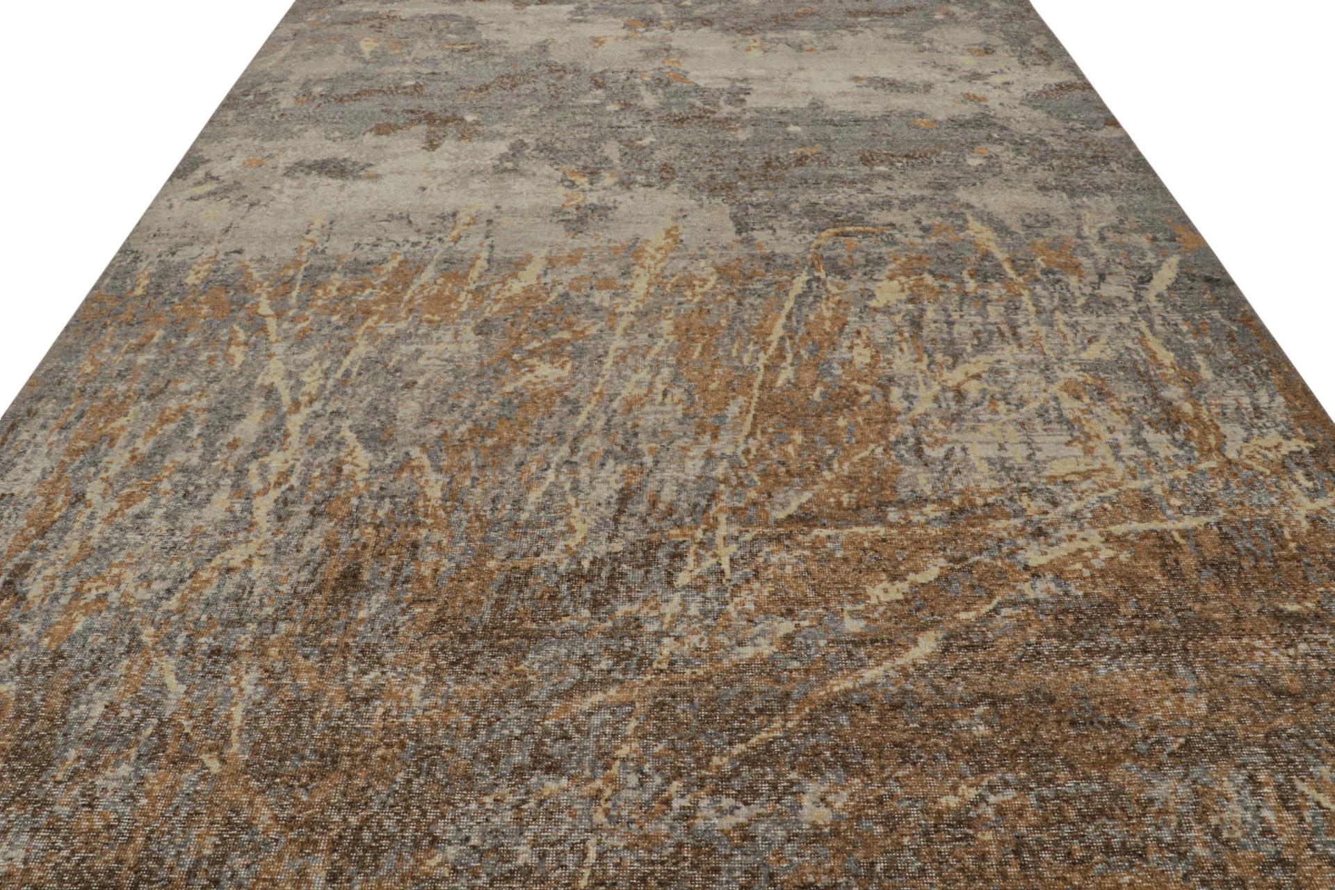 Alfombra abstracta desgastada con dibujo geométrico de Rug & Kilim Moderno en venta