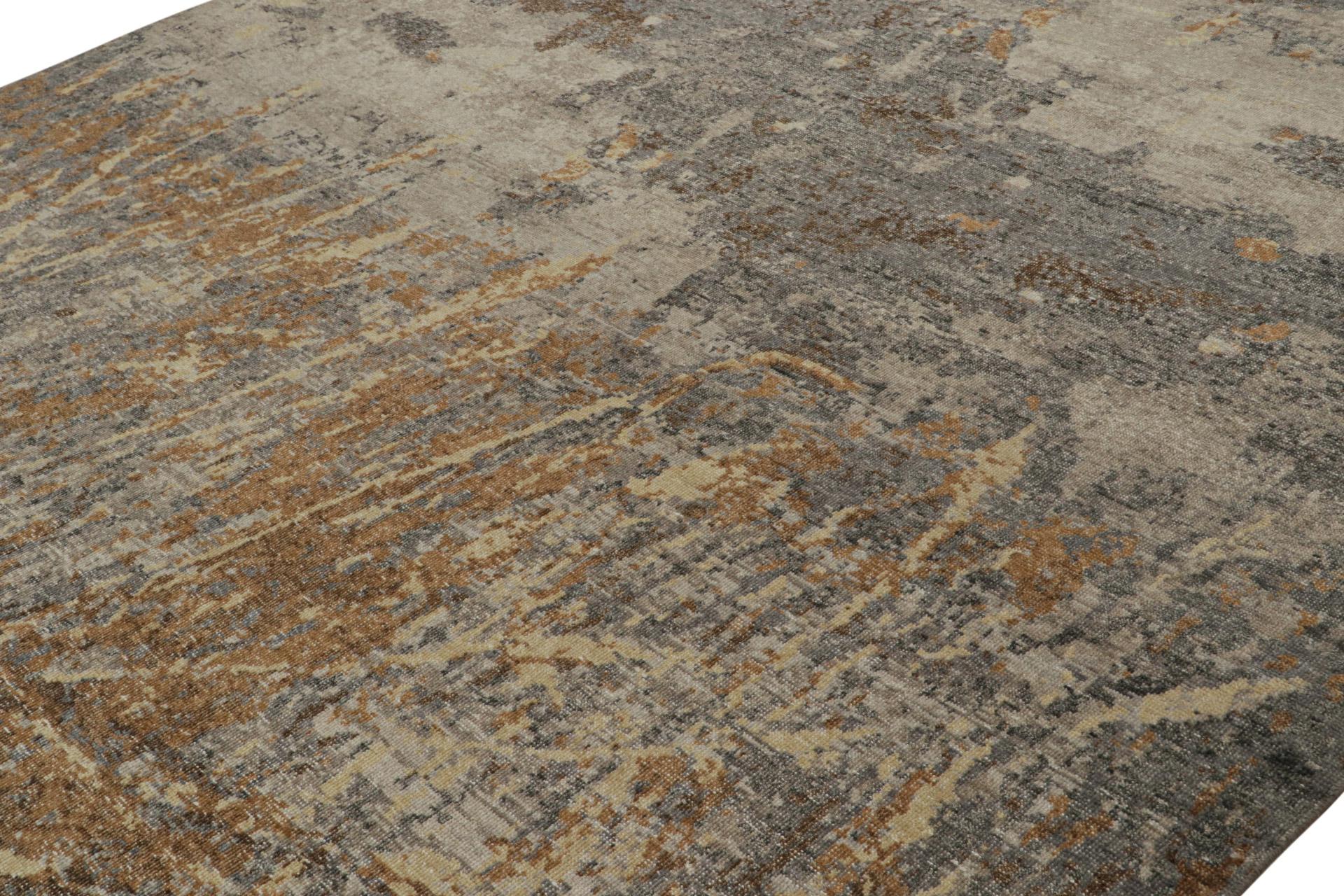 Alfombra abstracta desgastada con dibujo geométrico de Rug & Kilim Indio en venta