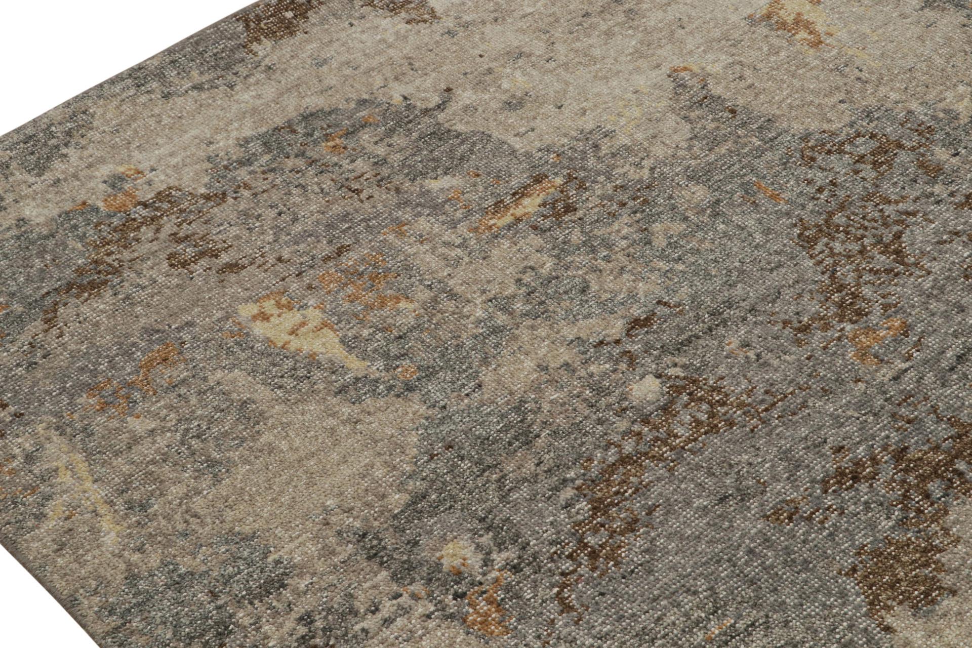 Alfombra abstracta desgastada con dibujo geométrico de Rug & Kilim Anudado a mano en venta