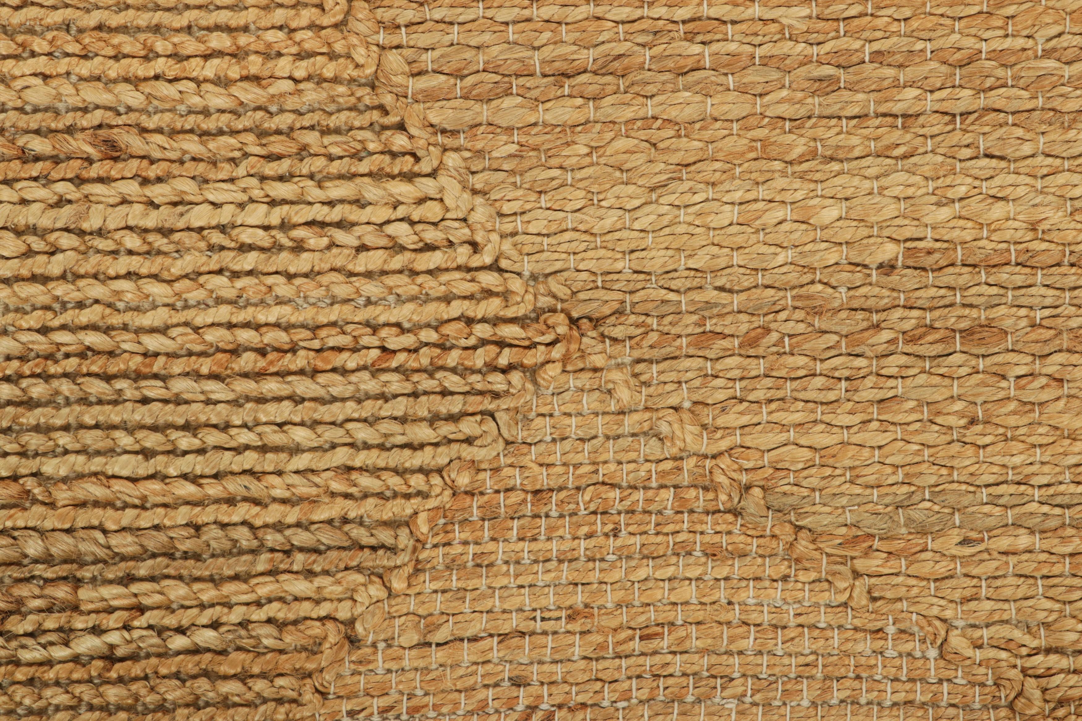 Moderne Tapis & Kilim's Abstract Flatweave in Beige-Brown with Geometric Patterns (tissage plat abstrait en beige et brun avec des motifs géométriques) en vente