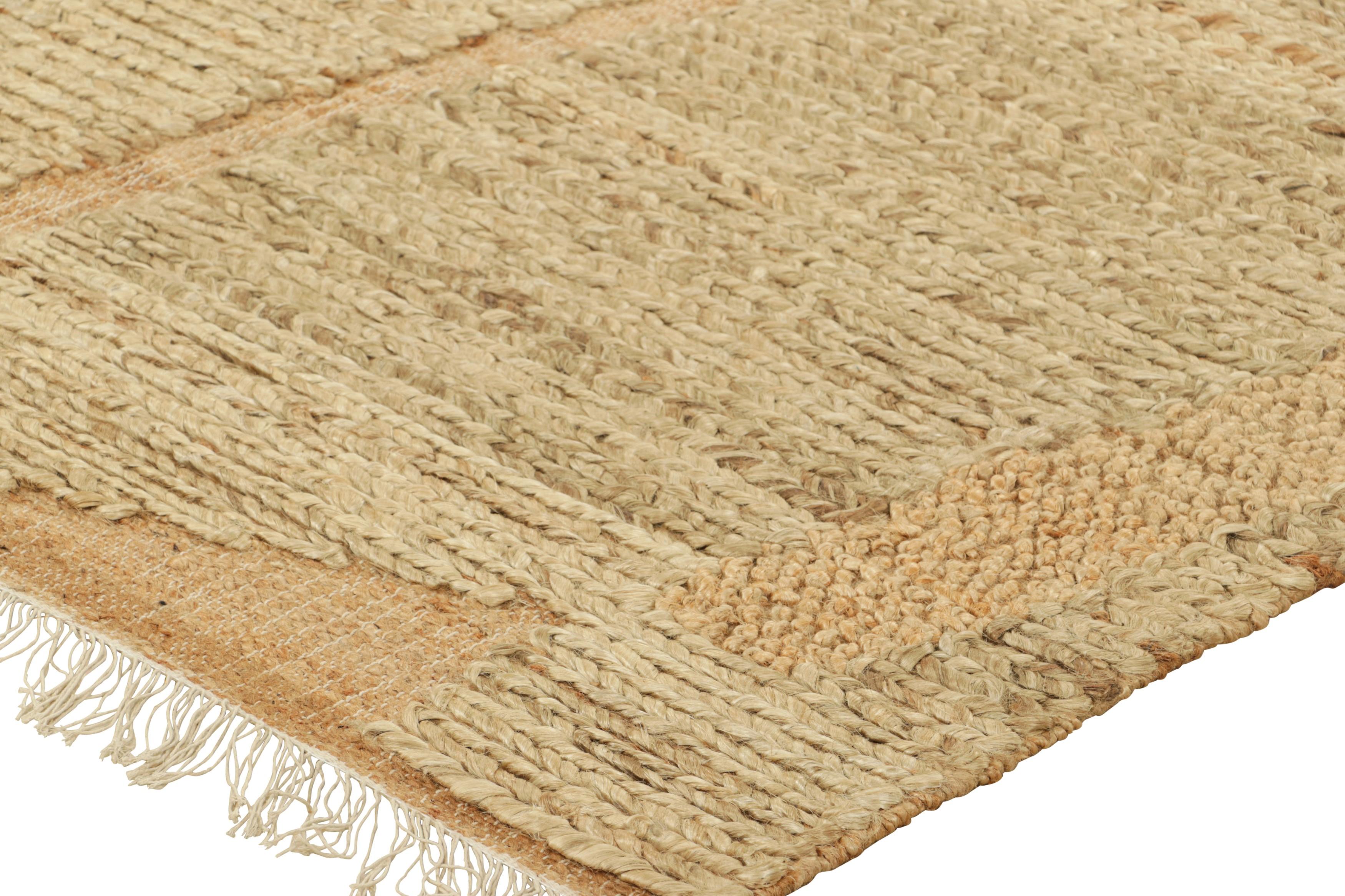 Tapis & Kilim's Abstract Flatweave in Beige-Brown with Geometric Patterns (tissage plat abstrait en beige et brun avec des motifs géométriques) Neuf - En vente à Long Island City, NY
